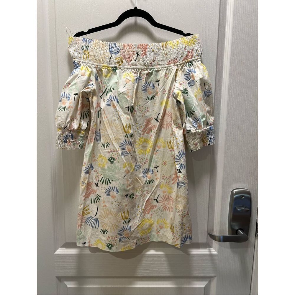 Zara Floral Multicolor Smocked Off-The-Shoulder Mini Dress - size S - Picture 5 of 10